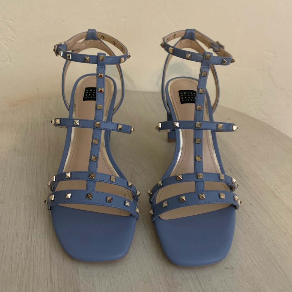 WHBM Brooklyn Denim Blue Studded Women's Sandals Sz. 7.5